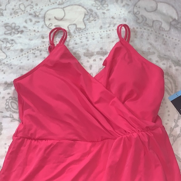 NWT Lands' End One Piece Swim Dress Hot Pink - Picture 2 of 8